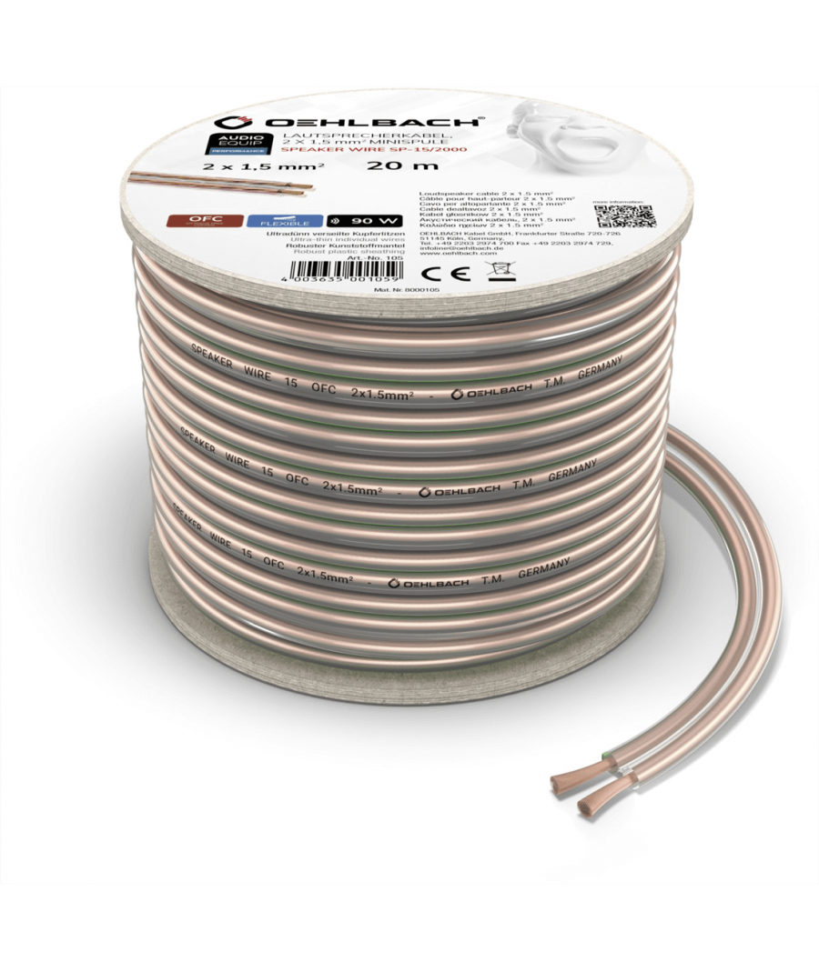 Oehlbach Speaker Wire SP-15 Καλώδιο Ηχείων 2 x 1,5 mm² 20m (Τεμάχιο)