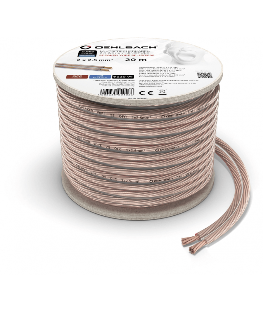 Oehlbach Speaker Wire SP-25 Καλώδιο Ηχείων 2 x 2,5 mm² 20m Διαφανές (Τεμάχιο)
