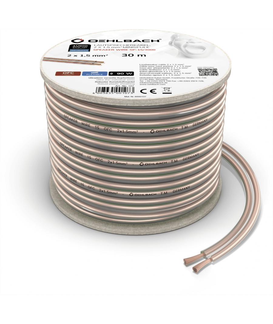 Oehlbach Speaker Wire SP-15 Καλώδιο Ηχείων 2 x 1,5 mm² 30m (Τεμάχιο)