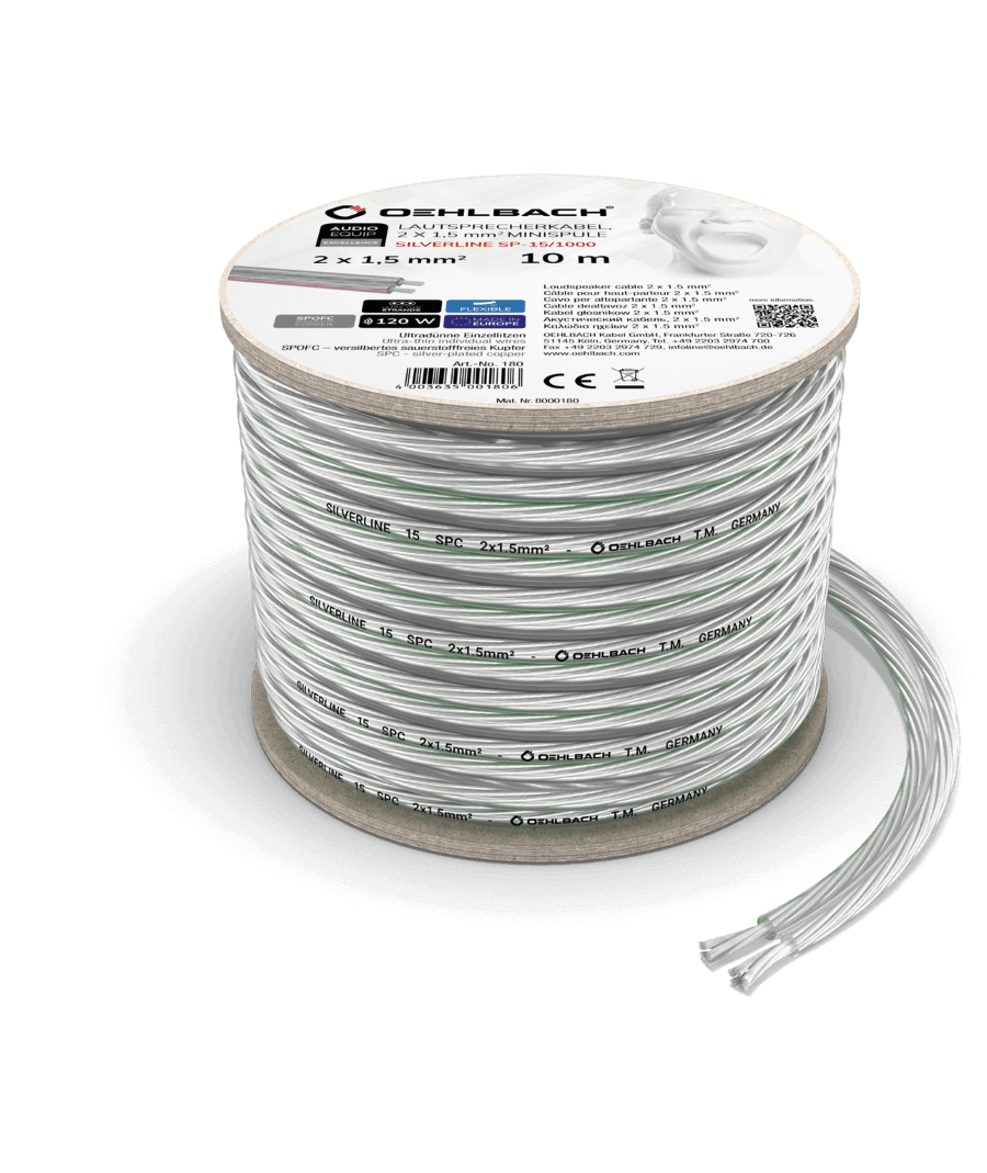 Oehlbach Silverline SP-15 Silver Plated Speaker Cable 2 x 1.5 mm² 10m (τεμάχιο)