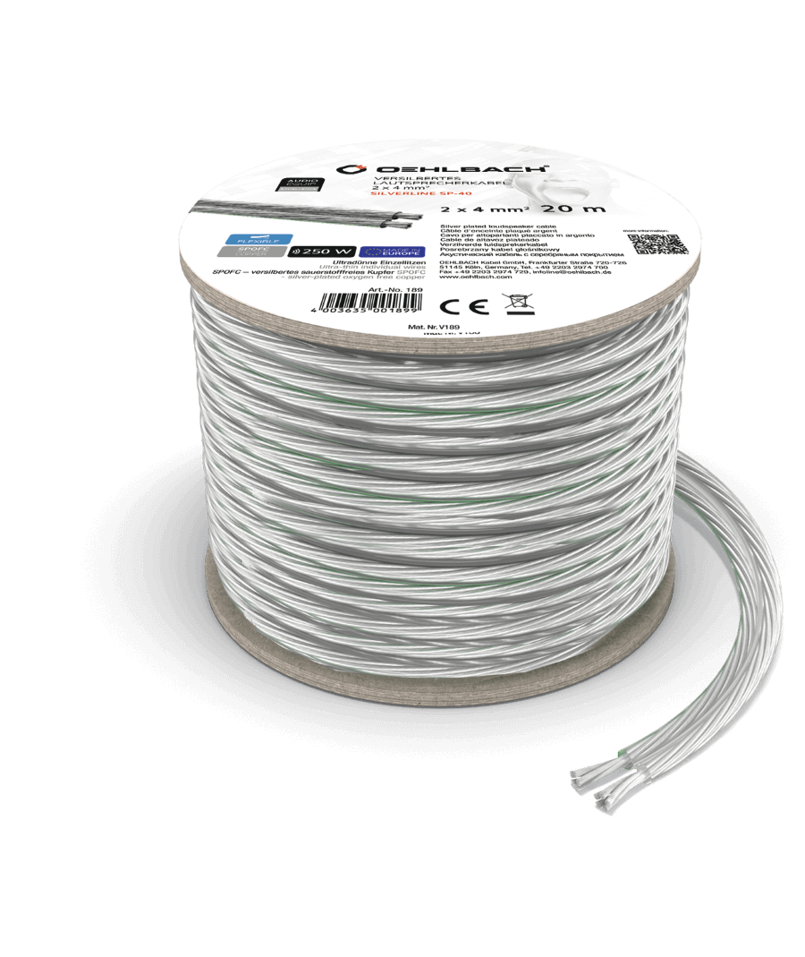 Oehlbach Silverline SP-40 Silver Plated Speaker Cable 2 x 4 mm² 10m (τεμάχιο)