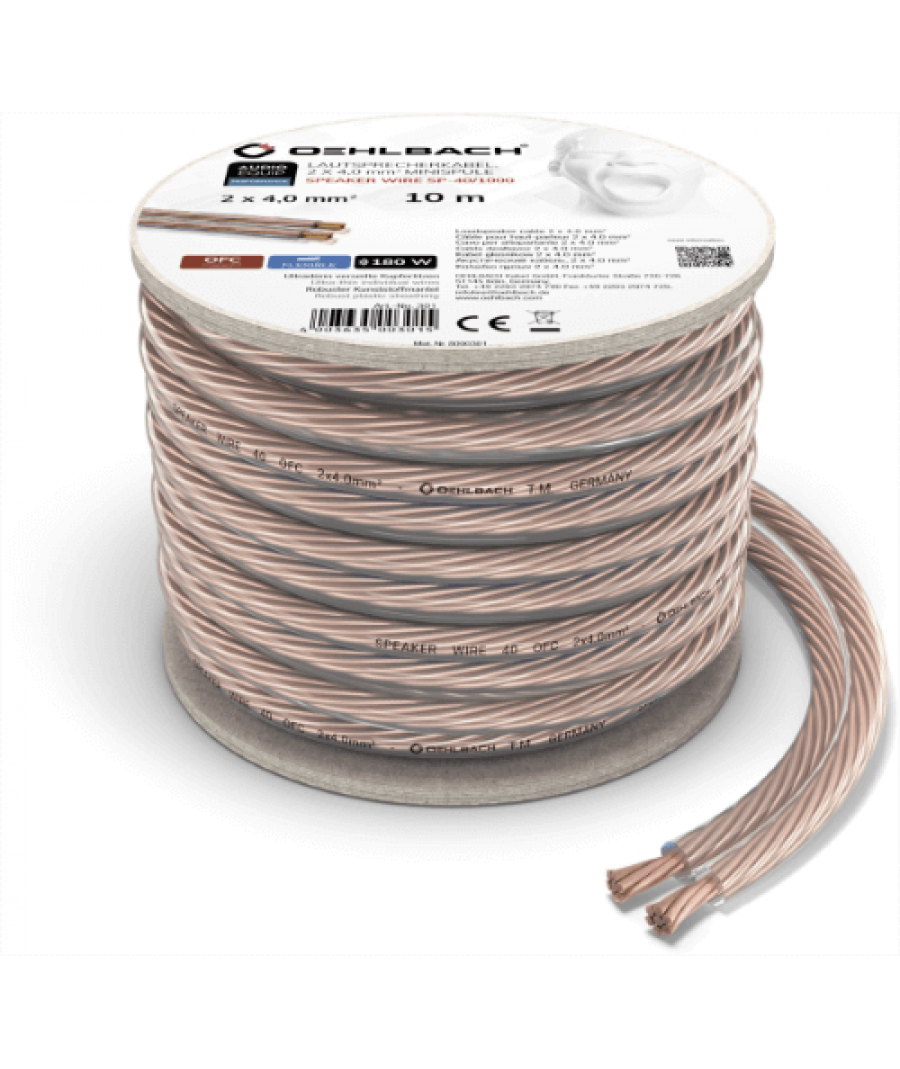 Oehlbach Speaker Wire SP-40 Καλώδιο Ηχείων 2 x 4,0 mm² 10m Διαφανές (Τεμάχιο)