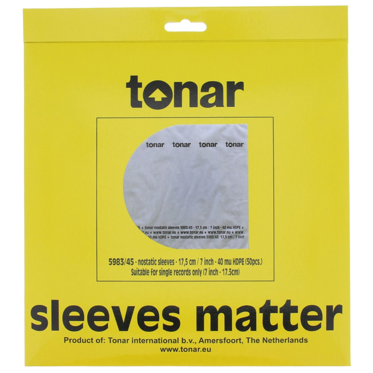 Tonar Nostatic sleeves for 7 inch" (17,8 cm) 45 RPM records