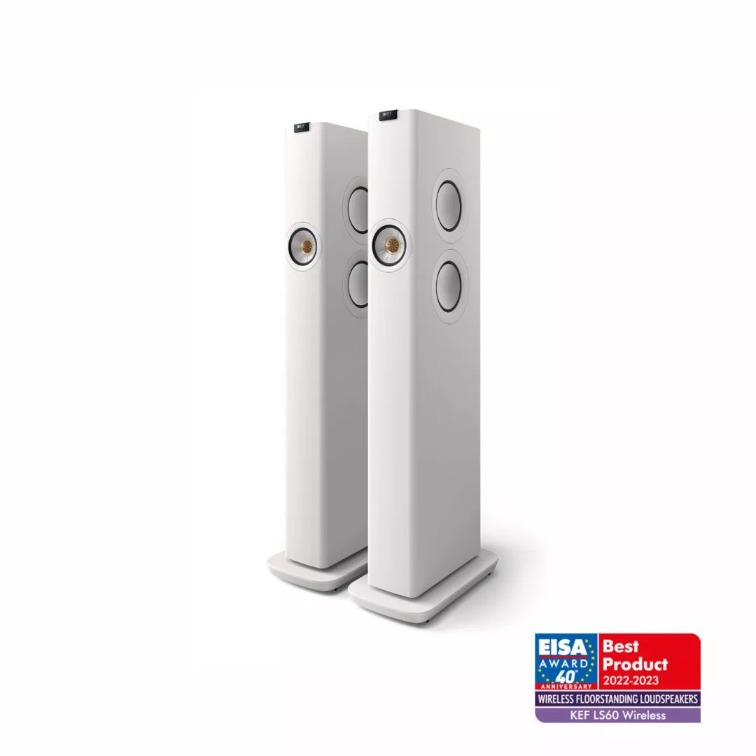 KEF LS60 Wireless HiFi Speakers Mineral White