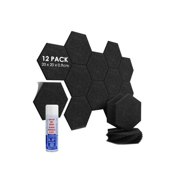 Audiodesigner PET Hexagon 12 Ηχοαπορροφητικά Πάνελ 20 cm Black  Σετ
