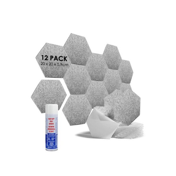 Audiodesigner PET Hexagon 12 Ηχοαπορροφητικά Πάνελ 20 cm Grey  Σετ
