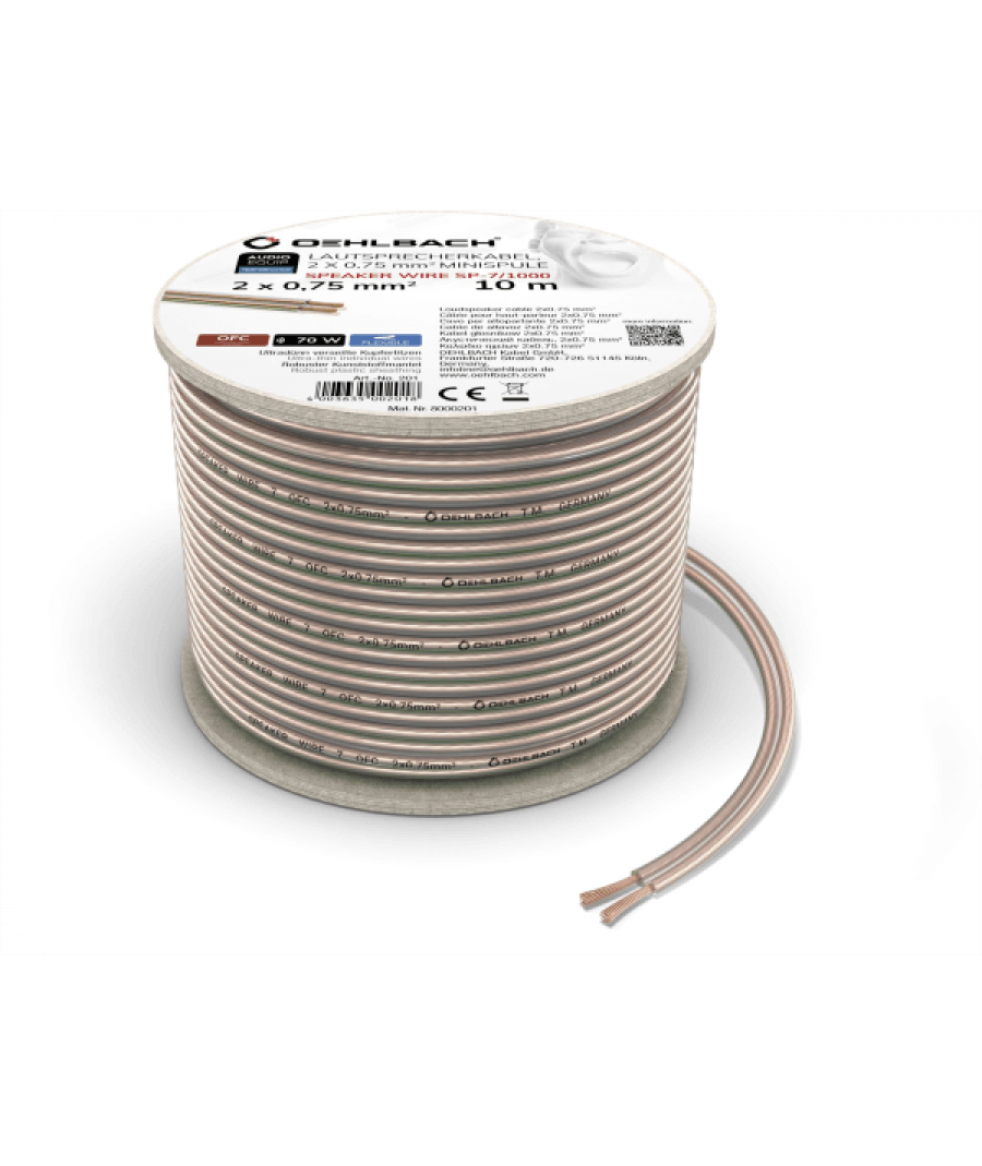 Oehlbach Speaker Wire SP-7 Καλώδιο Ηχείων 2 x 0.75 mm² 30m Διαφανές (Τεμάχιο)