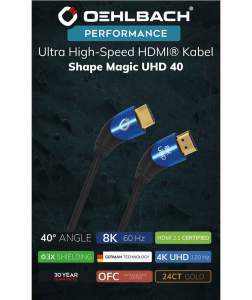 Oehlbach SHAPE MAGIC UHD 40 Ultra High-Speed HDMI 2.1 Cable 1.5m Black (Piece)