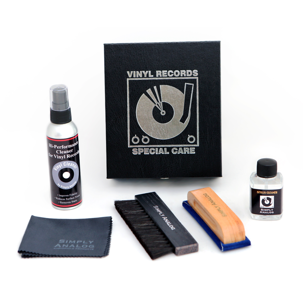 Simply Analog Vinyl Record Cleaning Boxset leather type case black